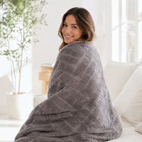 Couverture en polaire sherpa jacquard de luxe, double face, épaisse, chaude, gris foncé, réversible, douce et moelleuse, pour canapé, lit, maison, voyage