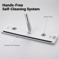 Fregona húmeda y seca manos libres absorbente de acero con mango de escritorio, fregona plana de mesa para personas perezosas y características rotativas