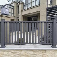 Panel de Privacidad para Cercas de Aluminio Gris Carbón con Poste Acanalado con Recubrimiento en Polvo y Tapa Decorativa para Jardín de Villa
