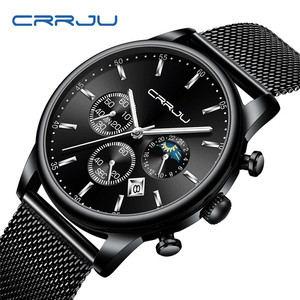 นาฬิกาข้อมือควอตซ์แฟชั่น CRRJU 2266 สีโรสโกลด์ สายตาข่าย ดีไซน์สามหน้าปัด กันน้ำ รุ่นเรียบง่าย สำหรับผู้ชาย - Product Image 5