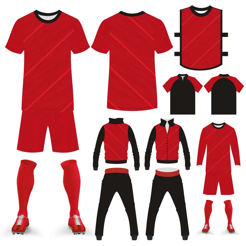 Großhandel Custom Red Design Benutzer definierte 100% Polyester Fußball Uniformen Training Team Fußball Trikots Fußball Kits Mann Fußball Trikot