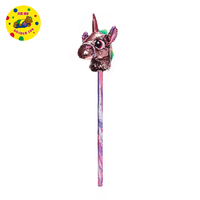 Bâton de jeu en peluche tête de cheval à paillettes brillantes, mignon et portable, idéal pour les enfants et cadeau de vacances parfait
