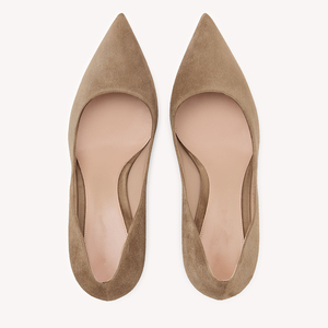 Zapatos de tacón alto de gamuza con punta para mujer, estilo court, tacón grueso, para oficina, venta al por mayor OEM - Product Image 3