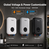 Pemanas Air Mini Instan Tanpa Tangki yang Dipasang di Dinding dengan Kontrol Suhu Cerdas dan Hemat Energi.