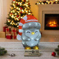 Luce LED 3D a Forma di Pinguino Natalizio con Cappello da Babbo Natale, IP44 Impermeabile, Decorazione per Giardino Esterno e Cortile