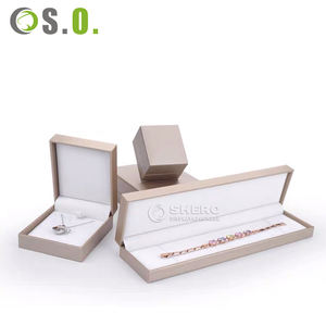 Boîte d'emballage personnalisée en similicuir doré pour bijoux en papier, pour bague, collier, pendentif, emballage et présentation - Product Image 1