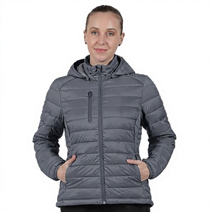 Women's Lightweight <b>Packable</b> Hooded Winter Quilted Puffer <b>Jacket</b> Detachable Sleeves Hat Zipper Closure Waterproof Polyester - Product Image 1