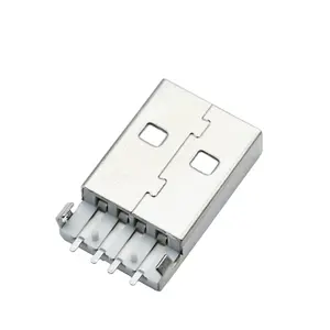 Conector USB AM para fregadero de 180 grados, 4 pines, enchufe de paso, 2,0mm, 12x4,5x18,75mm, USB-TYPE A macho