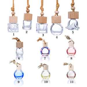 6ml 8ml 10ml Mini Fragrance Bottle Diffuser Glass Car Air Freshener Hanging Perfume Bottle With Wooden