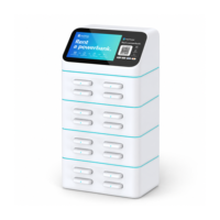 Station de location de batteries externes OEM avec écran publicitaire, application personnalisée et chargeur de bureau 16 emplacements 60W 4G/WiFi en ABS ignifuge