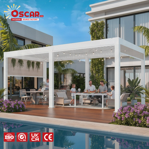 Pergola de jardin, balcon, <span class=keywords><strong>terrasse</strong></span>, pergola extérieure autoportante avec toit à lamelles électriques imperméables personnalisables - Product Image 1