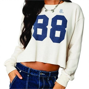 Pull en molleton doublé pour femme, col rond, manches classiques, haut décontracté en polyester/coton, vêtement d'hiver - Product Image 1