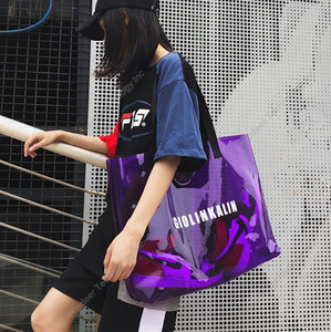 Rosa fuerte logotipo personalizado playa dama de honor bolso de mano personalizable claro despedida de soltera regalo transparente bolsa de playa - Product Image 1