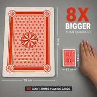 Jeu de cartes géant 8X Jumbo personnalisé, cartes de poker de qualité supérieure 37x26cm avec boîte en papier pour les fêtes de famille et les spectacles