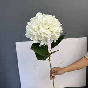 Floristería de flores artificiales de buena calidad, venta al por mayor, flor artificial de hortensias de cabeza grande blanca única - Product Image 4