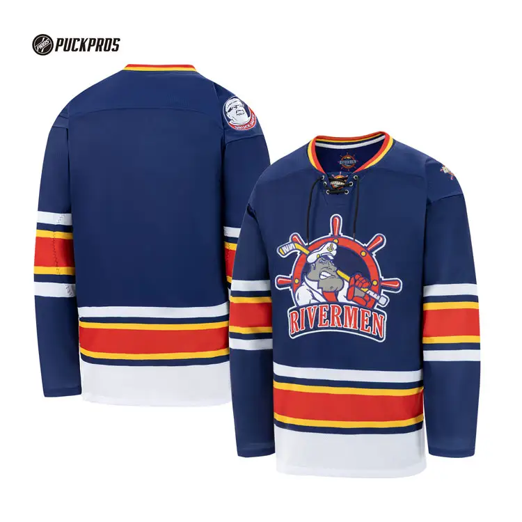 Vendita diretta in fabbrica maglia da Hockey personalizzata Gsm ricamo affrontare Twill abbigliamento da Hockey su ghiaccio