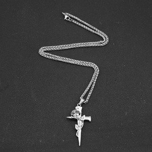 2026 New Simple Niche Design Rose Cross Pendant Necklace Fashion Light Luxury Silver Plated Unisex's Necklaces Wholesale Jewelry - Product Image 2
