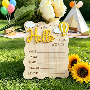Décoration de chambre d'enfant personnalisée, annonce de naissance de bébé de 15 cm, chanson « Hello World », statistiques de naissance, nouveau-né, pour cadeaux d'hôpital - Product Image 3