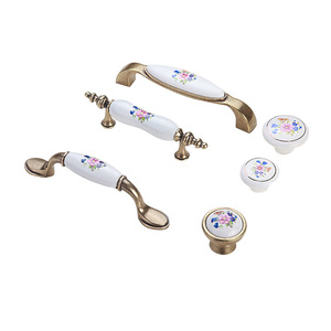 Seng Aloi Perunggu Antik Gagang Kabinet Keramik Kenop Laci Pegangan Pintu Lemari Mebel Eropa - Product Image 5