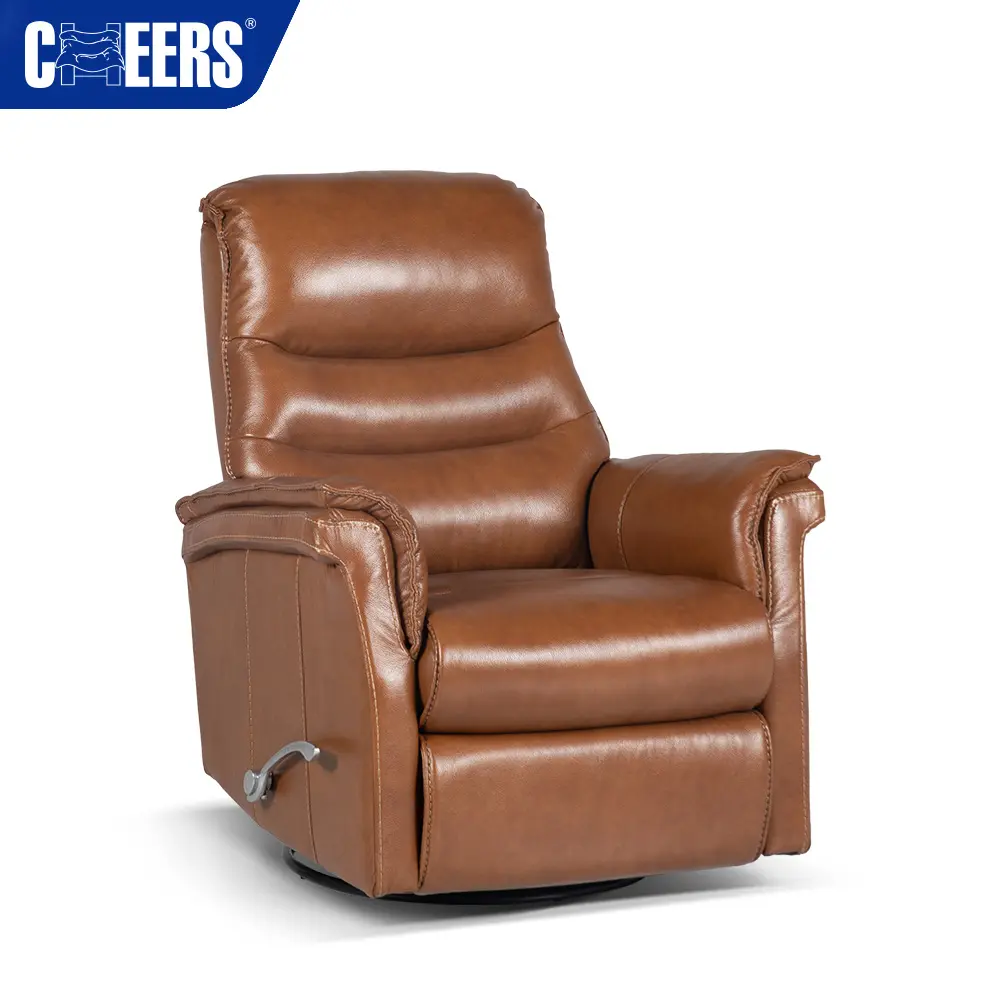 MANWAH CHEERS Fauteuil inclinable manuel en cuir PVC doux pour la peau Fauteuil pivotant de luxe pour le salon