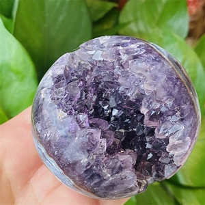 Bola de geoda de cristal púrpura Natural, Bola de amatista con agujero de racimo, esfera curativa, decoración de amatista - Product Image 3