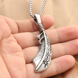 Feather Pendant <b>Titanium</b> Steel Men's Punk Retro Themed Charm Gift Jewelry - Product Image 4
