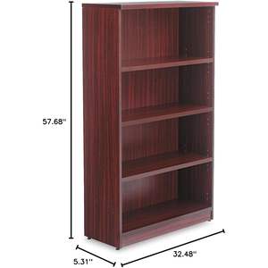 Alera VA635632MY Librería Valencia de caoba con 4 estantes 31-3/4 x 14 x 55 pulgadas - Product Image 3