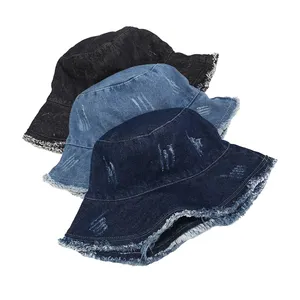 أزياء الدنيم للجنسين الصياد قبعة قبعة بحافة بوب الورك هوب Gorros الرجال النساء بنما الدافئة يندبروف قبعة بحافة