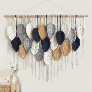 Bohémien De Mesa Wand Deko Rattan Dekokugel Flacher Wandkorb Bambus Wandkunst Blaue Wohnkultur Herbst Boho handgewewete - Product Image 6