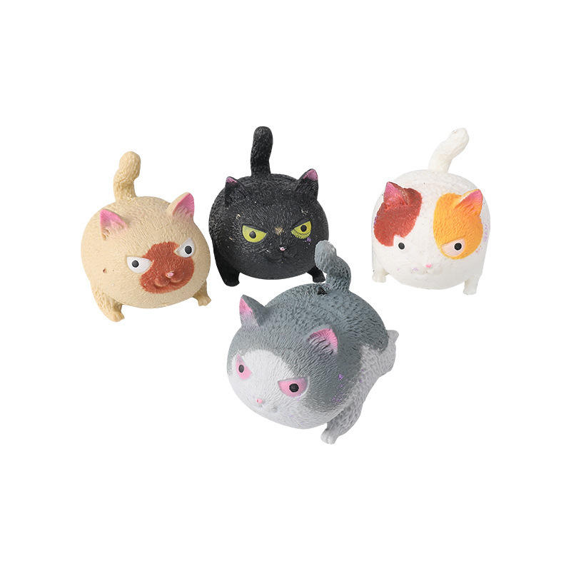 TPR Soft Rubber Angry Cat Creative Decompression Music Vent Ball Toy Made in Zhejiang Province for Children Ages 3-14