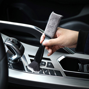 Cepillo doble para polvo de coche, de ABS, coral, lana y nailon, para limpieza de ventilación interior, limpieza de grietas, herramientas de lavado de coches - Product Image 1