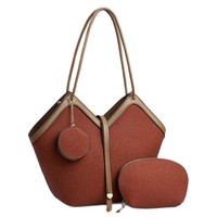 Gewebte Damen-Tragetasche mit Münzfach, große Schulterhandtasche für Arbeit und Reisen