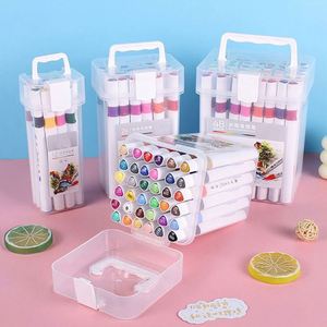 Custom BW-MK04 Plastic Colored Dual <b>Brush</b> Fine Tip Pastel Sketch Art Markers Set Box 36 Colors Customizable Dual-side Writing - Product Image 2