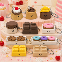 Niedliche Dessert-Serie 3D-Gedruckter Druckknopf-Schlüsselanhänger Spielzeug Mini-Clicker Charm für Werbegeschenke Kuchen Schokoladen-Schlüsselanhänger