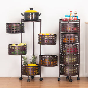 Wholesale Price Multi-layer Rotatable Vegetable Basket 5 Tier 360 Degree Rotating Storage Rack