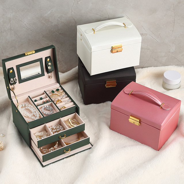 3 Layer Jewelry Storage Box Drawer Fine Jewelry Packing Travel Earrings Necklace Ring Boxes Ladies Personal Luxury Jewelry Box