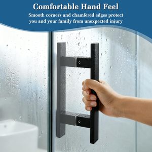 มือจับประตูห้องอาบน้ำแบบดึง-ผลัก รุ่น <span class=keywords><strong>Alise</strong></span> 6 นิ้ว ดีไซน์ทันสมัย ทำจากสแตนเลสสตีล สำหรับประตูบานเลื่อนและประตูกระจก สีดำด้าน - Product Image 4