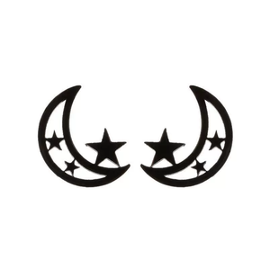 1 Pair of Stainless Steel Pentagram Hollow <strong>Moon</strong> <strong>Earrings</strong> for Men, Fashionable <strong>Star</strong> <strong>and</strong> <strong>Moon</strong> Shaped <strong>Earrings</strong> for Women N98168 - Product Image 3