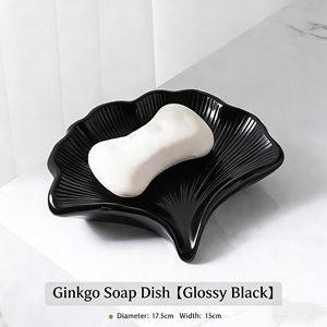 Portasapone in Ceramica di Lusso a Forma di Ginkgo, Accessori per Bagno, Doccia e Mensole - Product Image 3