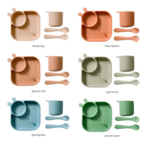 Ensemble de vaisselle en silicone souple de haute qualité, personnalisable, imperméable, 100% de qualité alimentaire, assiette et bol pour l'alimentation des bébés - Product Image 2