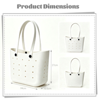 Bolso Tote Ligero de EVA Impermeable con Dos Asas, Parte Superior Abierta, Lavable, de Color Sólido, Versátil, con Dijes Aleatorios