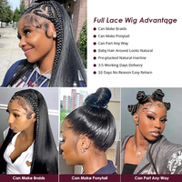 Perruque brésilienne 13x4 en cheveux humains 100% naturels non traités, perruque frontale en dentelle HD transparente sans colle, lisse comme des baguettes