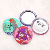Miroir compact pour dames miroir de poche de maquillage personnalisé insigne de plaque d'étain de princesse pour Mini sac Rose