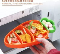 MHC Ensemble d'ustensiles de cuisine en silicone en forme de carotte Assiette et cuillère à manger pour enfants Couverts avec ventouse Accessoire d'alimentation pour bébé