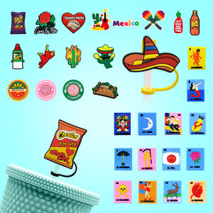 Cubiertas de paja Mexica Topper para vasos, accesorios para bebidas de Anime, cubierta de punta de paja de silicona personalizada para Halloween, Topper de paja de 8mm - Product Image 2