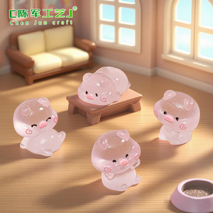 Adorables cochonnettes lumineuses DIY pour décoration de maison de poupée, petites décorations de bureau ou de voiture en résine - Product Image 3