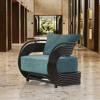 Fauteuils de hall d'hôtel en bois massif, fauteuils de salon modernes en velours doux pour hôtels et appartements