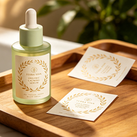 Étiquettes personnalisées pour huiles essentielles TEDDY, solution vinyle, feuille d'or, argent brillant, étiquettes pour flacons de cosmétiques et de parfums