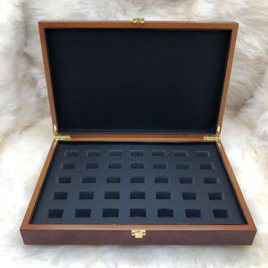 Blues Custom Logo Wood 35 Holes <strong>Ring</strong> <strong>Box</strong> Lockable <strong>Championship</strong> and Baseball <strong>Ring</strong> <strong>Display</strong> Case Jewelry Container - Product Image 1