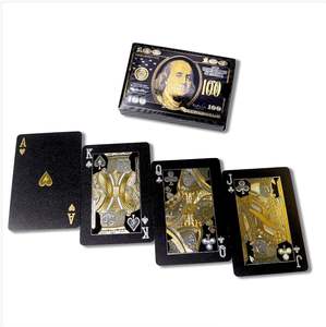 Cartas de Póker con Diseño de Dólar Negro Personalizadas, Resistentes al Agua y Duraderas para Uso Familiar, Venta al Por Mayor Directa de Fábrica - Product Image 1